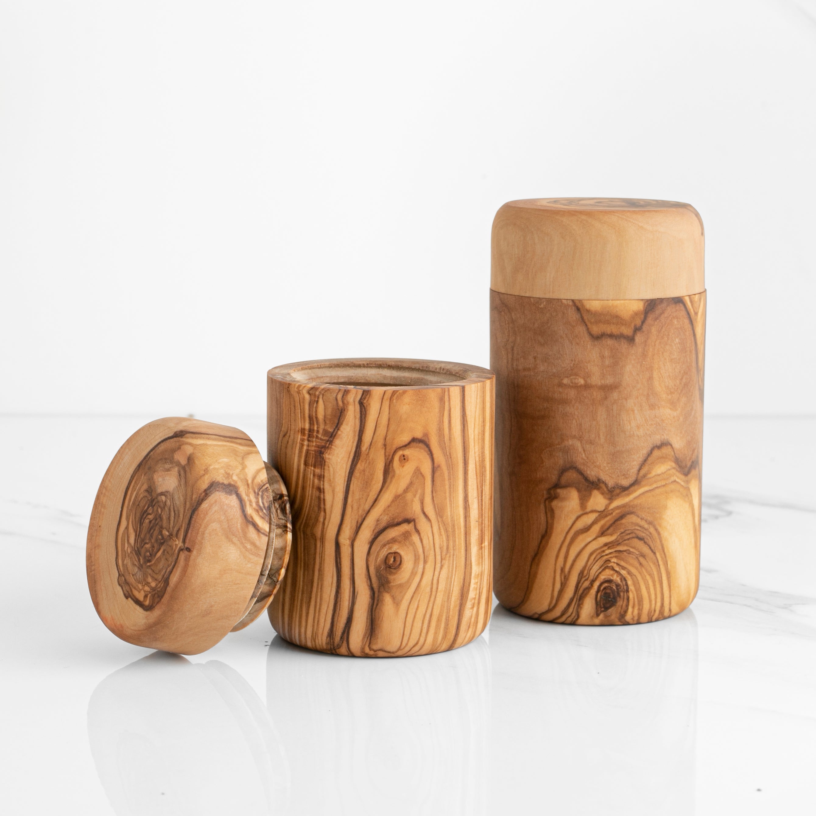 Handcrafted Olive Wood Spice Box with Thread for Rustic Kitchen Charm